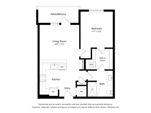 1 bedroom 1 bathroom 1M Floor Plan at Exchange at Rock Hill, Rock HIll, SC